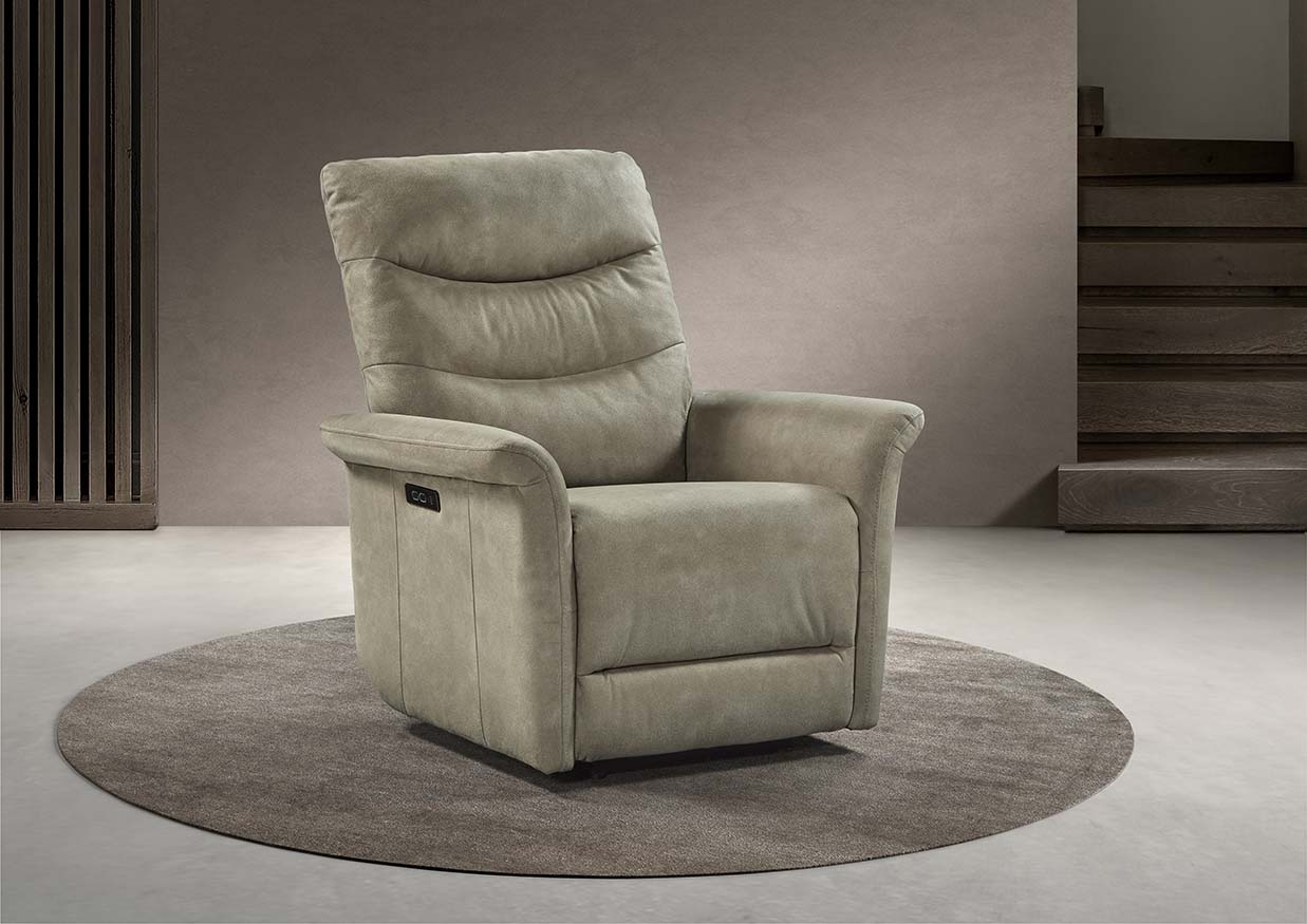 GBO - Relaxzetel Nestor - Stof Taupe - 75x105x92cm
