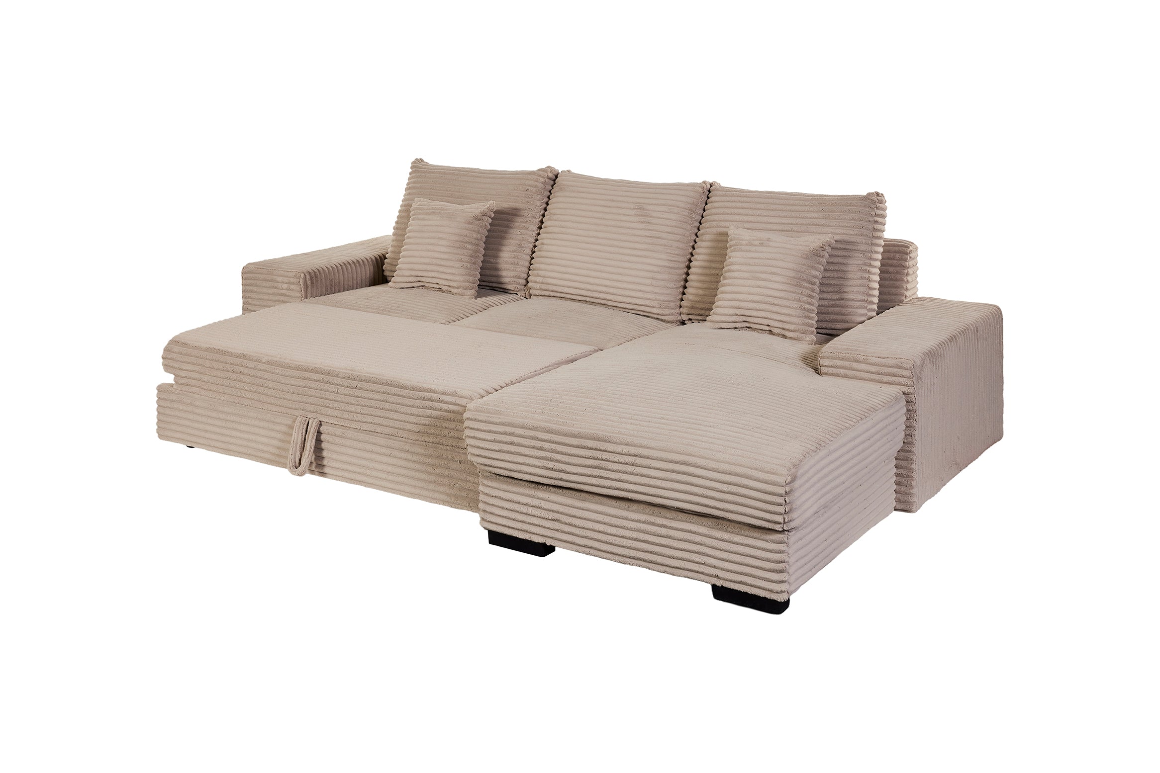 GBO - Canapé d'angle 2L Nevada - Tissu Beige - 276x105x185cm