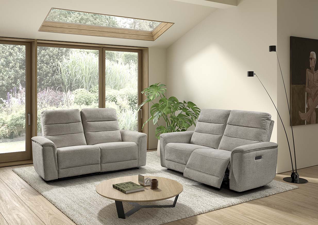 Canapé relax GBO 3+2 places Omessa - Tissu Beige