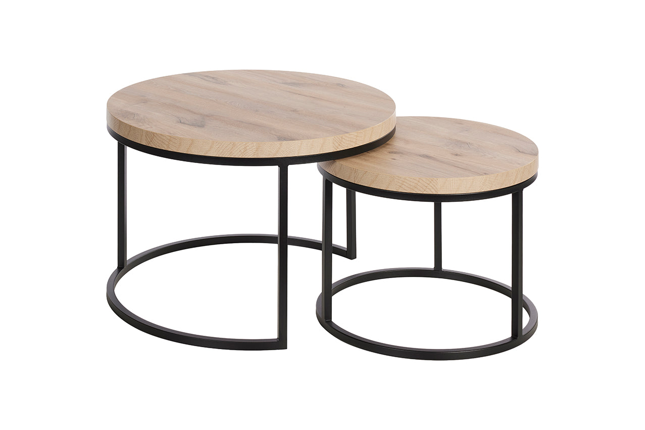 GBO - Table d'appoint SL2303 - Ronde - Chêne Canyon - 76 /56 x H 50 /43 cm