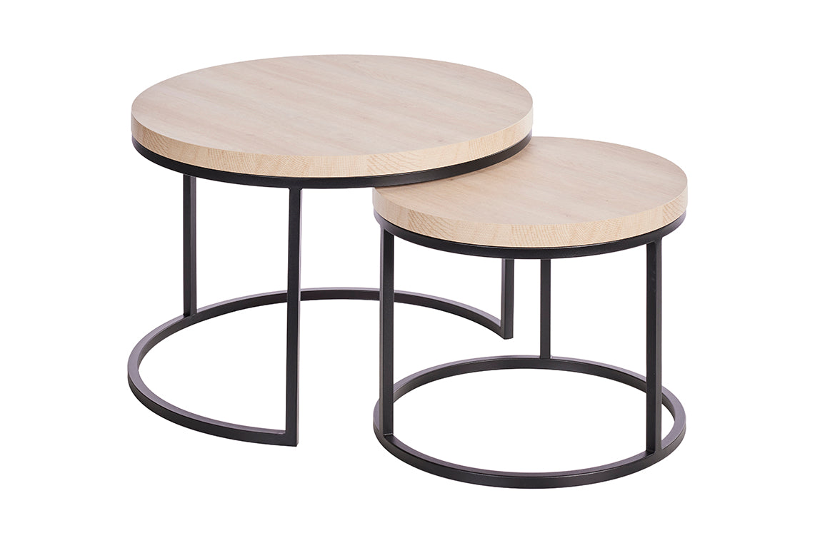 GBO - Table d'appoint SL2303 - Ronde - Chêne urbain - 76 /56 x H 50 /43 cm