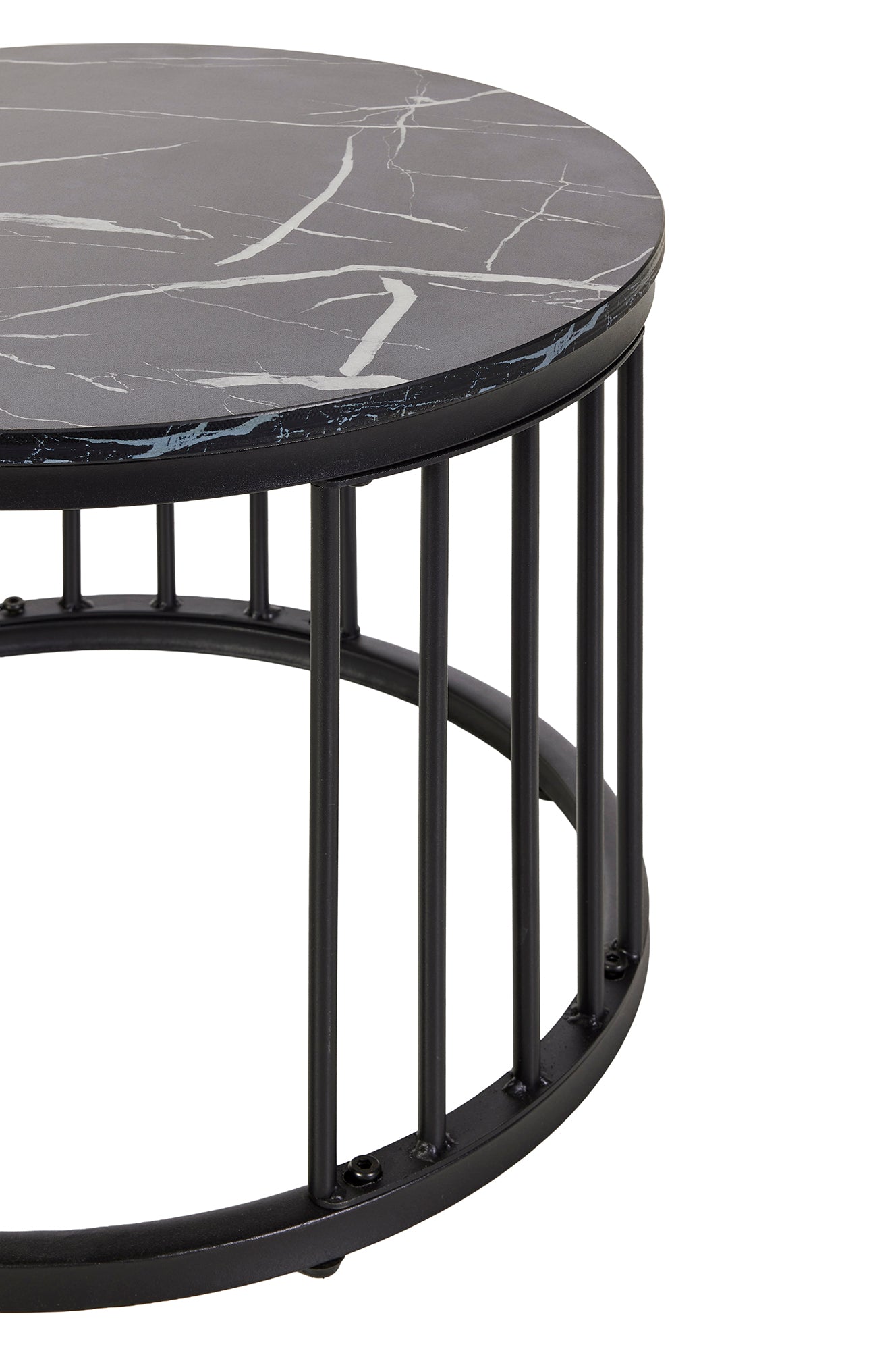 GBO - Bijzettafel Joy - Zwarte marmerlook - 70 x H 45/50 x H 38 cm