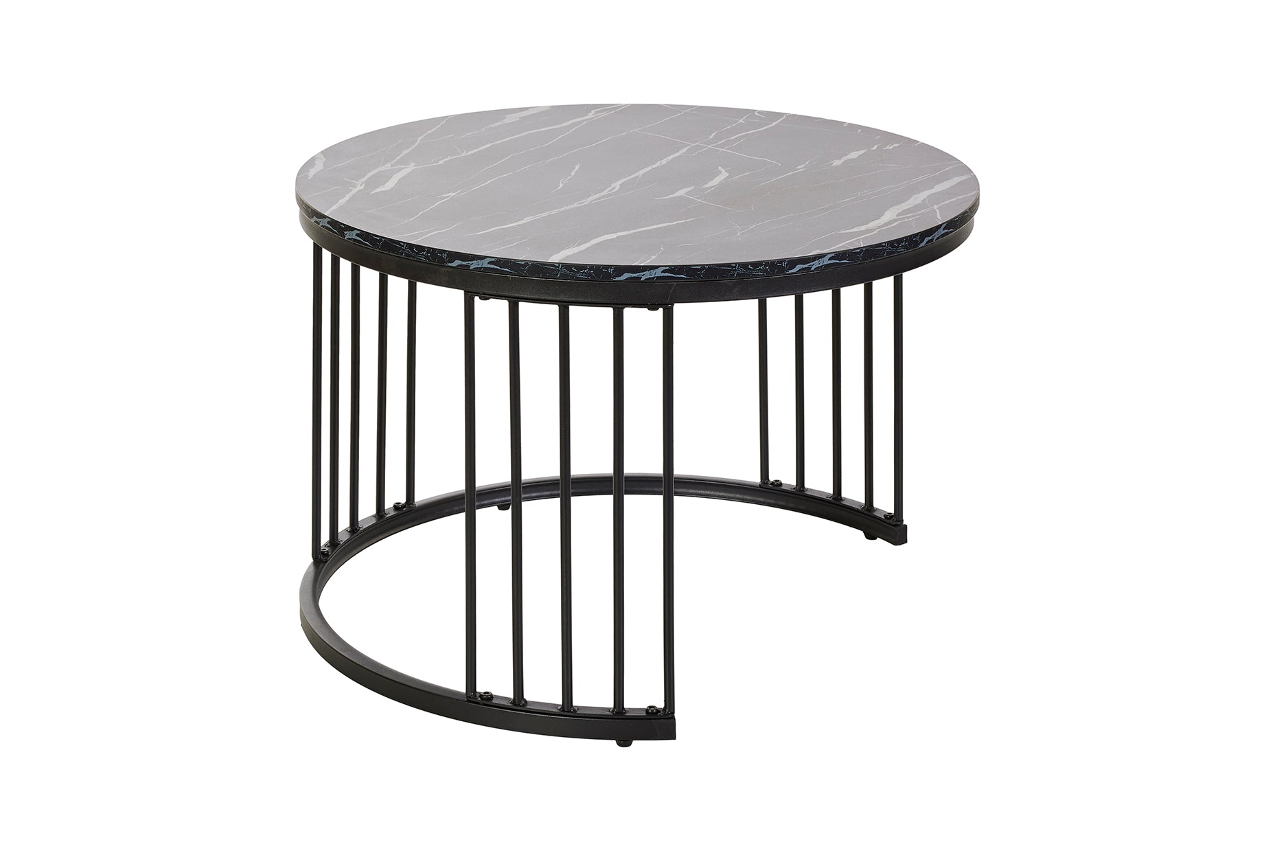 GBO - Bijzettafel Joy - Zwarte marmerlook - 70 x H 45/50 x H 38 cm