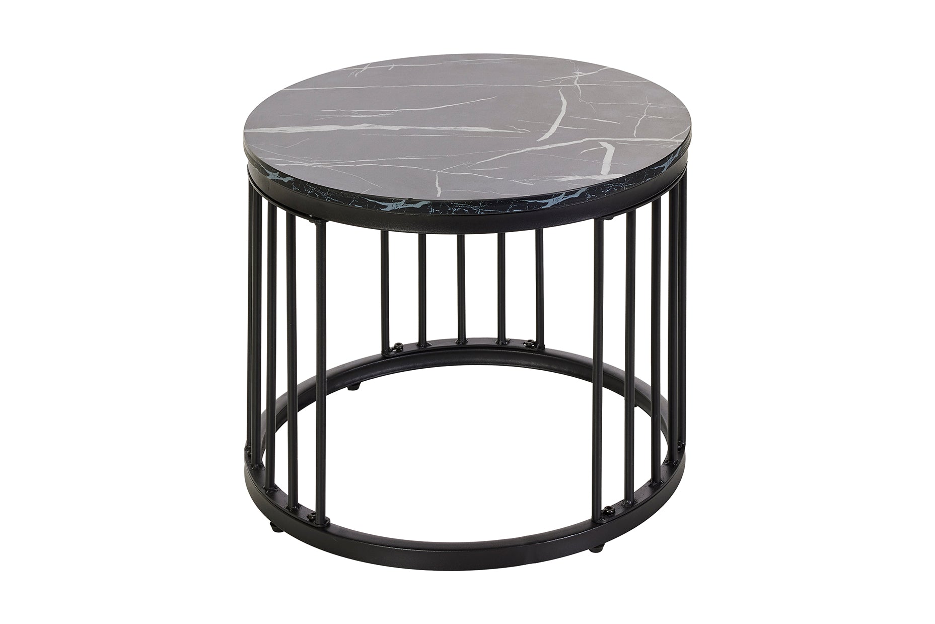 GBO - Bijzettafel Joy - Zwarte marmerlook - 70 x H 45/50 x H 38 cm