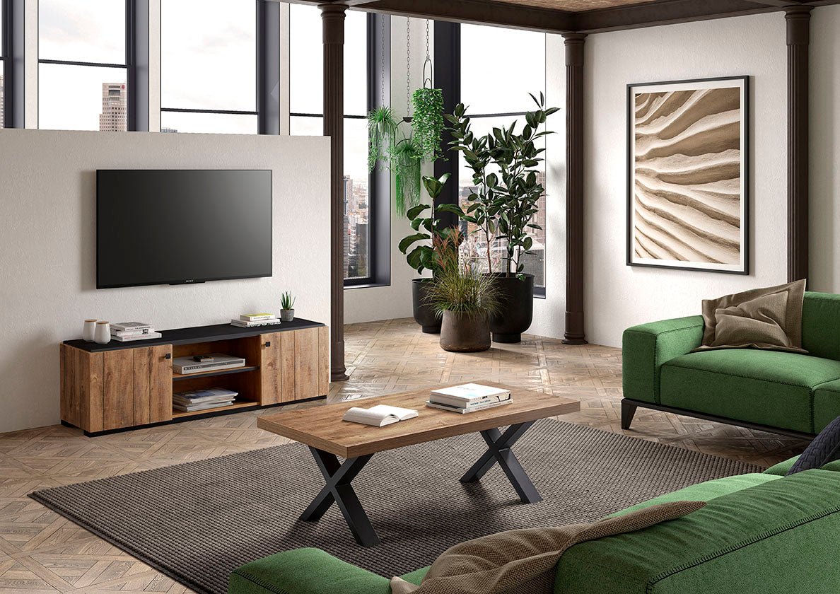 GBO - Meuble TV Sharon - Chêne Denver - 160x48.0x40 cm