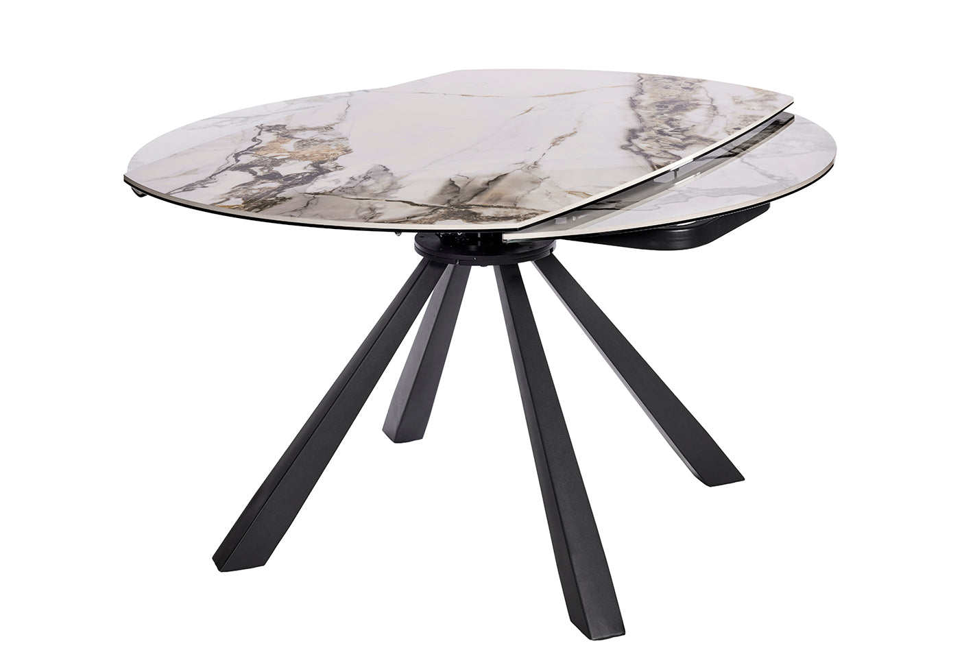 GBO - Table TF2508 - Ronde extensible - Céramique 9 mm + verre 6 mm - 115 (190) x 190 x 75cm