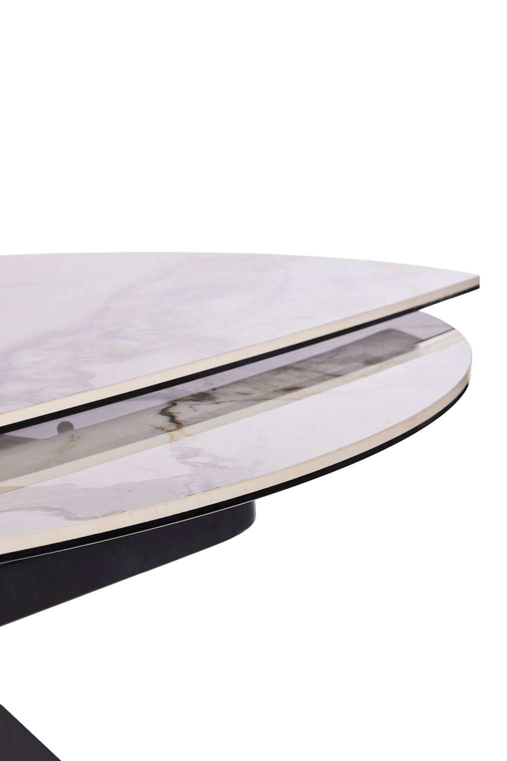 GBO - Table TF2508 - Ronde extensible - Céramique 9 mm + verre 6 mm - 115 (190) x 190 x 75cm