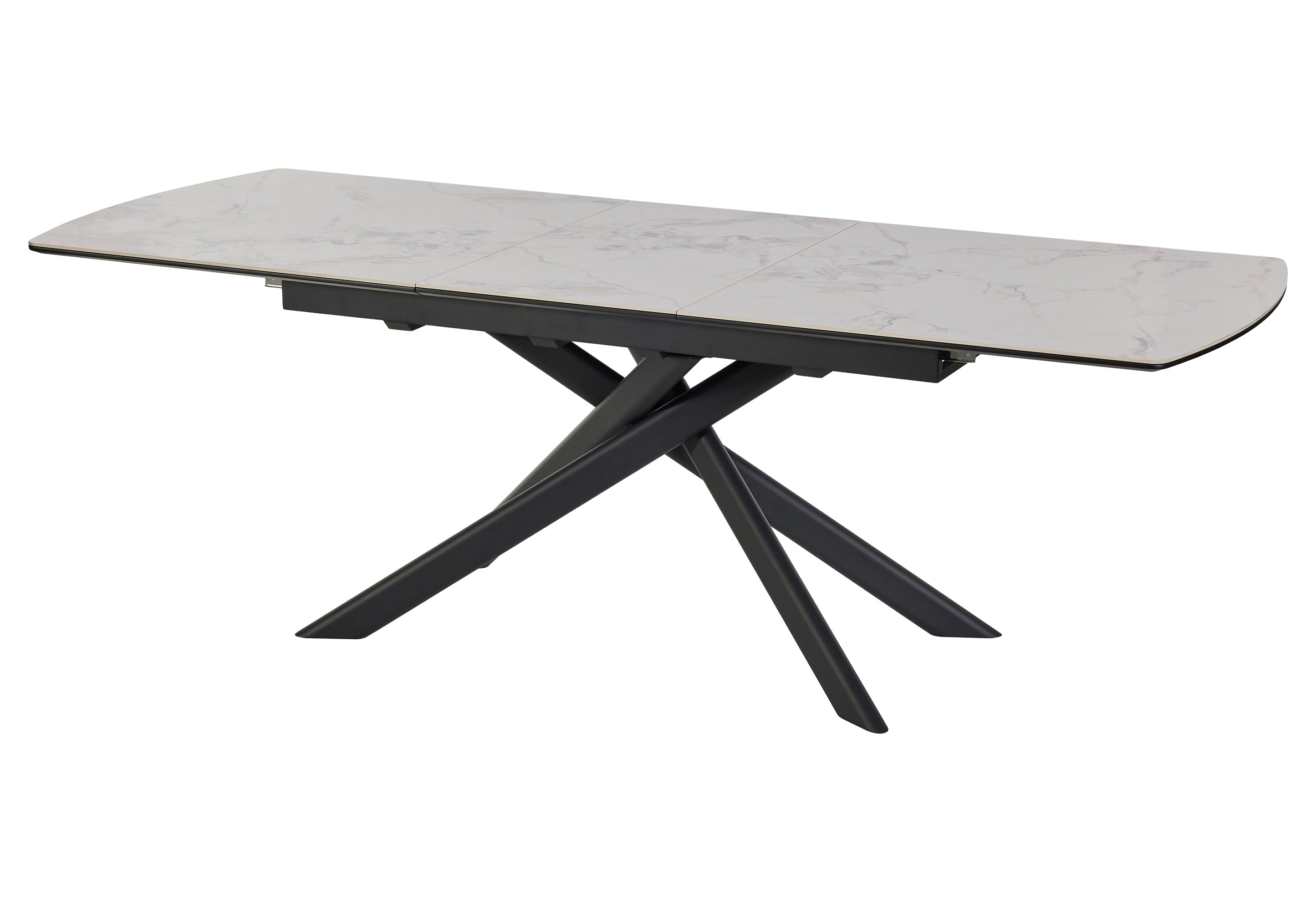GBO - Table de salle à manger Céramique Arrondie TF2512 - Mozart Black - 180 (230) x 90 x 76 cm
