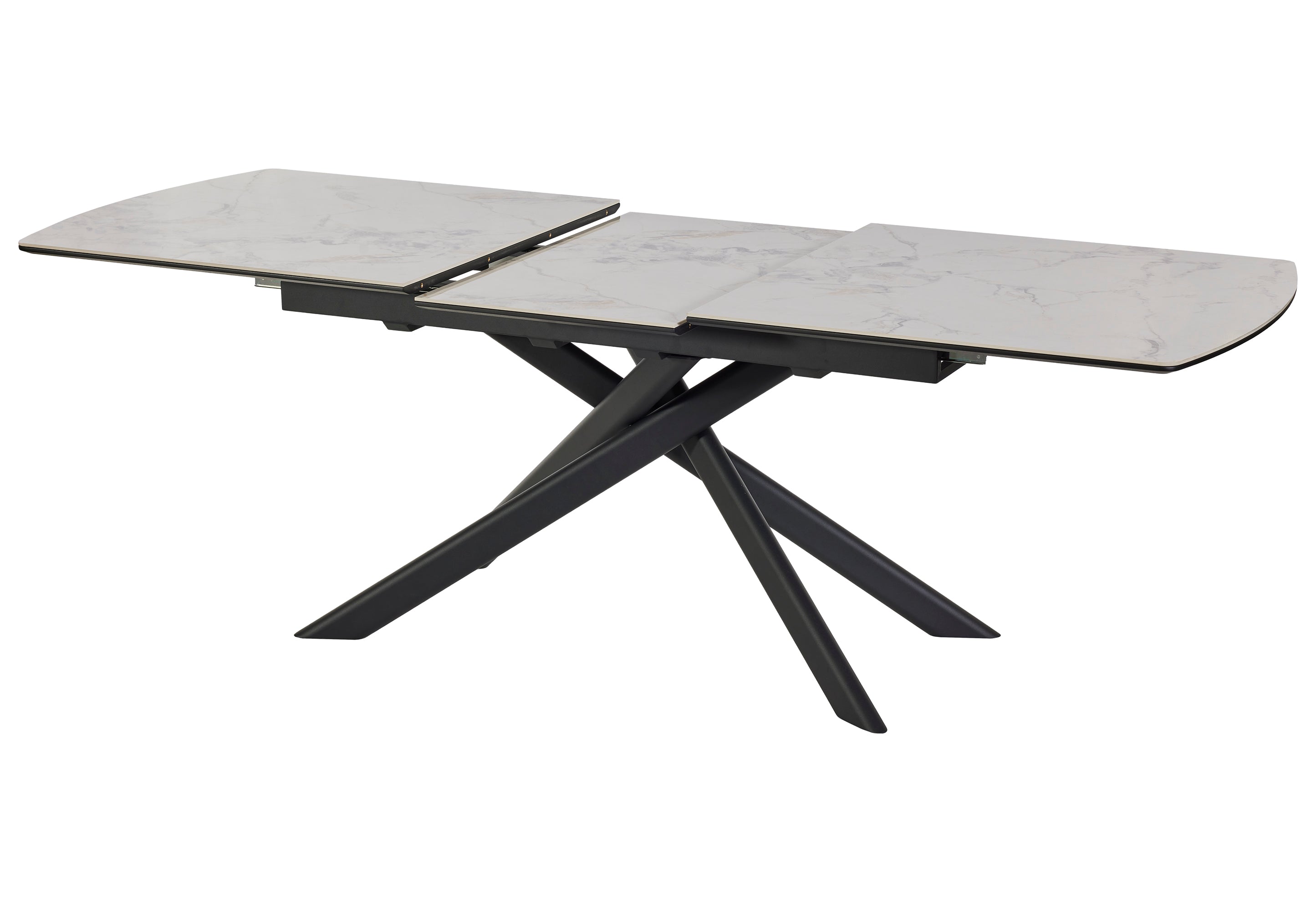 GBO - Table de salle à manger Céramique Arrondie TF2512 - Mozart Black - 180 (230) x 90 x 76 cm