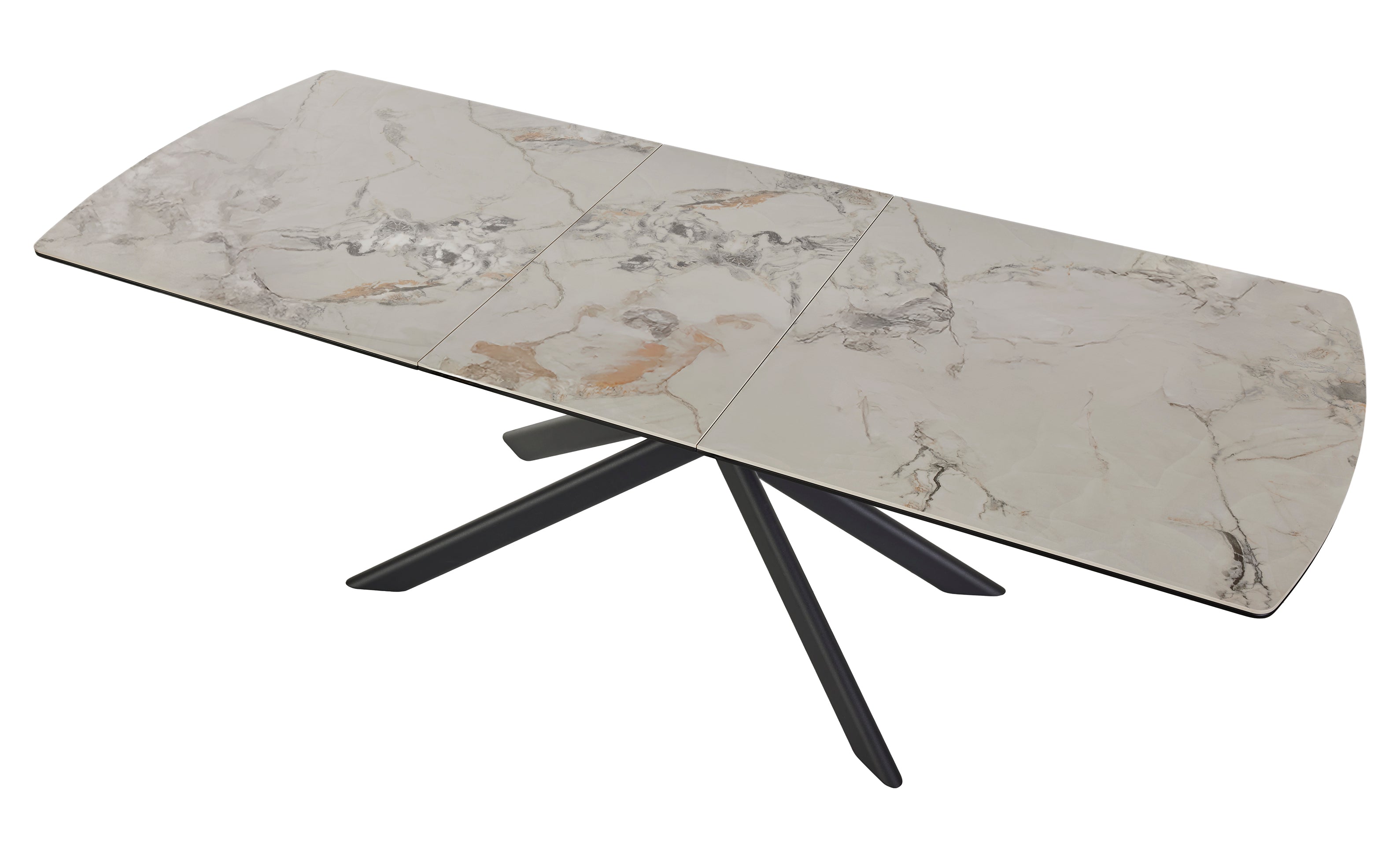 GBO - Table de salle à manger Céramique Arrondie TF2512 - Mozart Black - 180 (230) x 90 x 76 cm