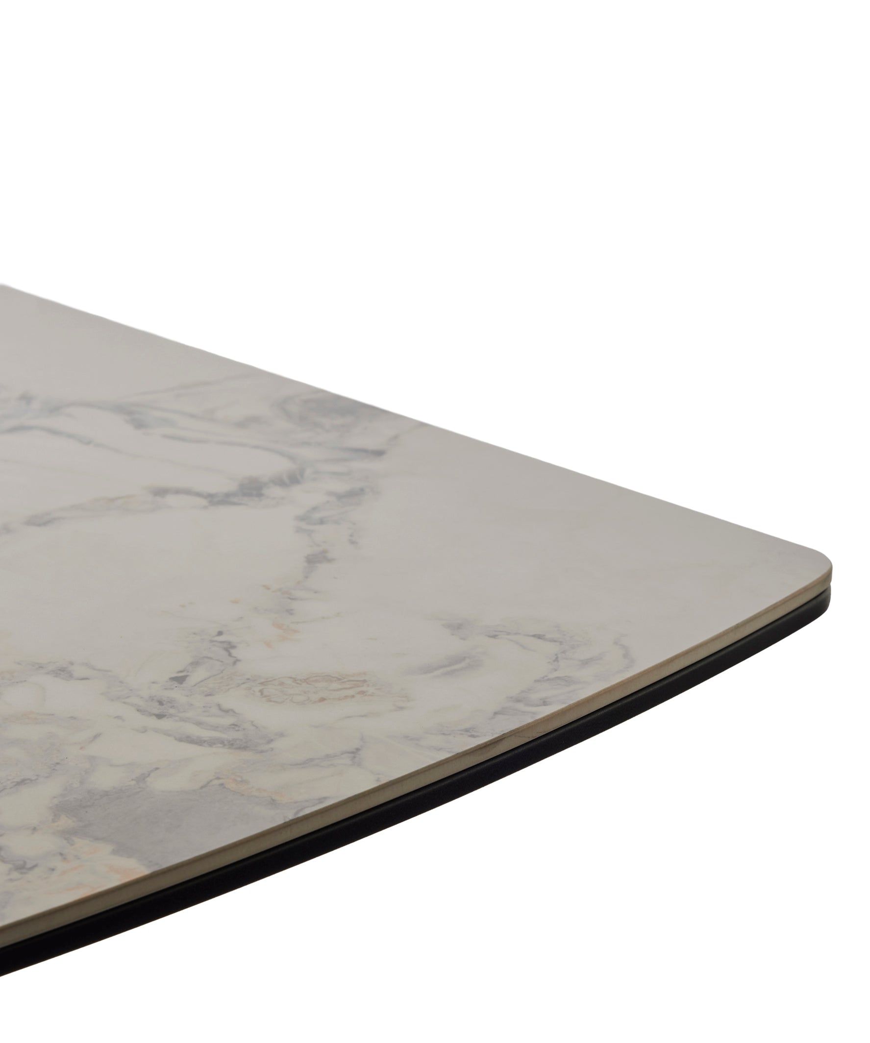 GBO - Table de salle à manger Céramique Arrondie TF2512 - Mozart Black - 180 (230) x 90 x 76 cm