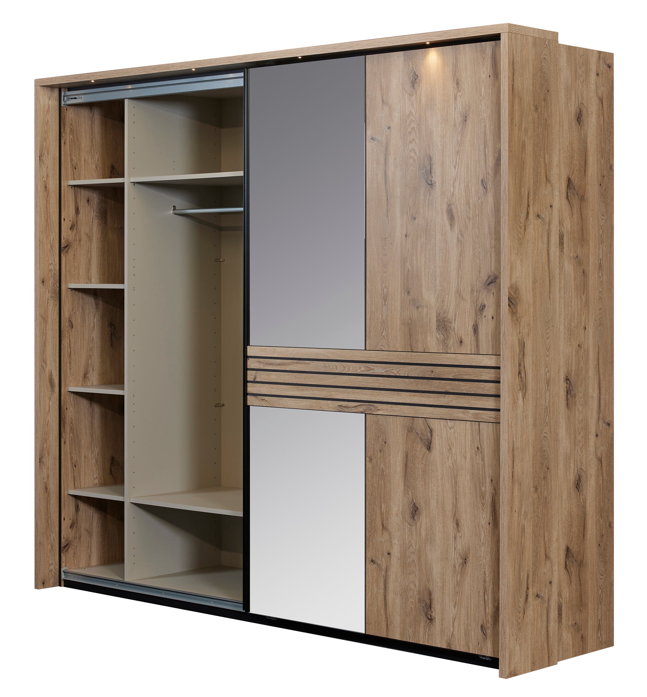 GBO - Kleerkast 2 schuifdeuren Tanya - Canyon oak - 245x220x70cm