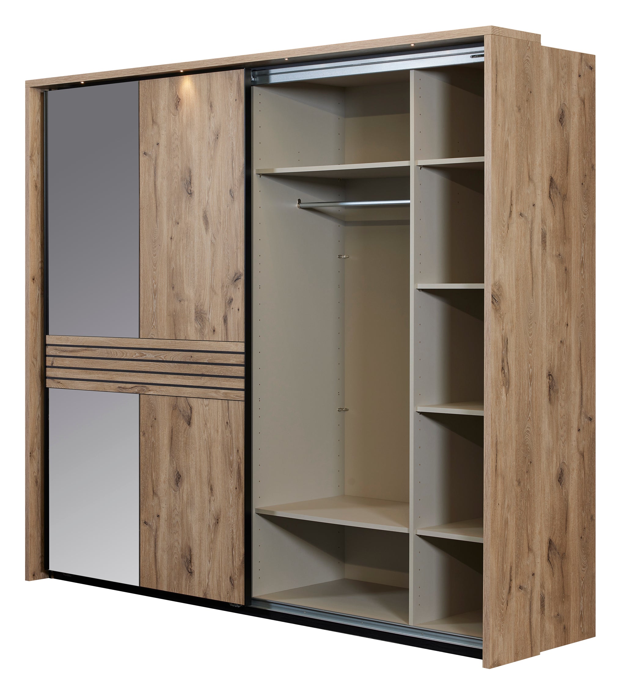 GBO - Armoire 2 portes coulissantes Tanya - Chêne Canyon - 280x220x70cm