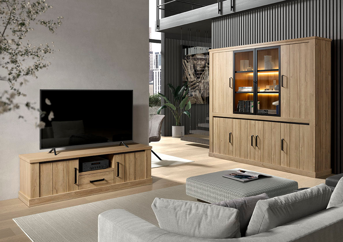 GBO - Vitrine Tibo - French oak - 247x220x48cm