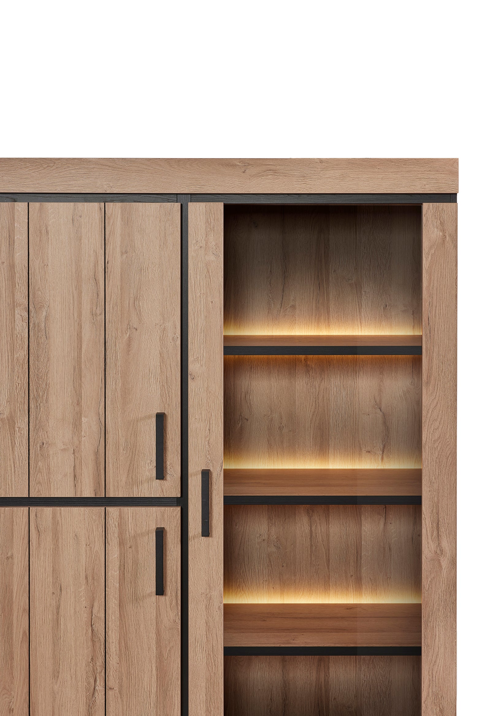 GBO - Glaskast Titus – 130x188x48 cm – French Oak