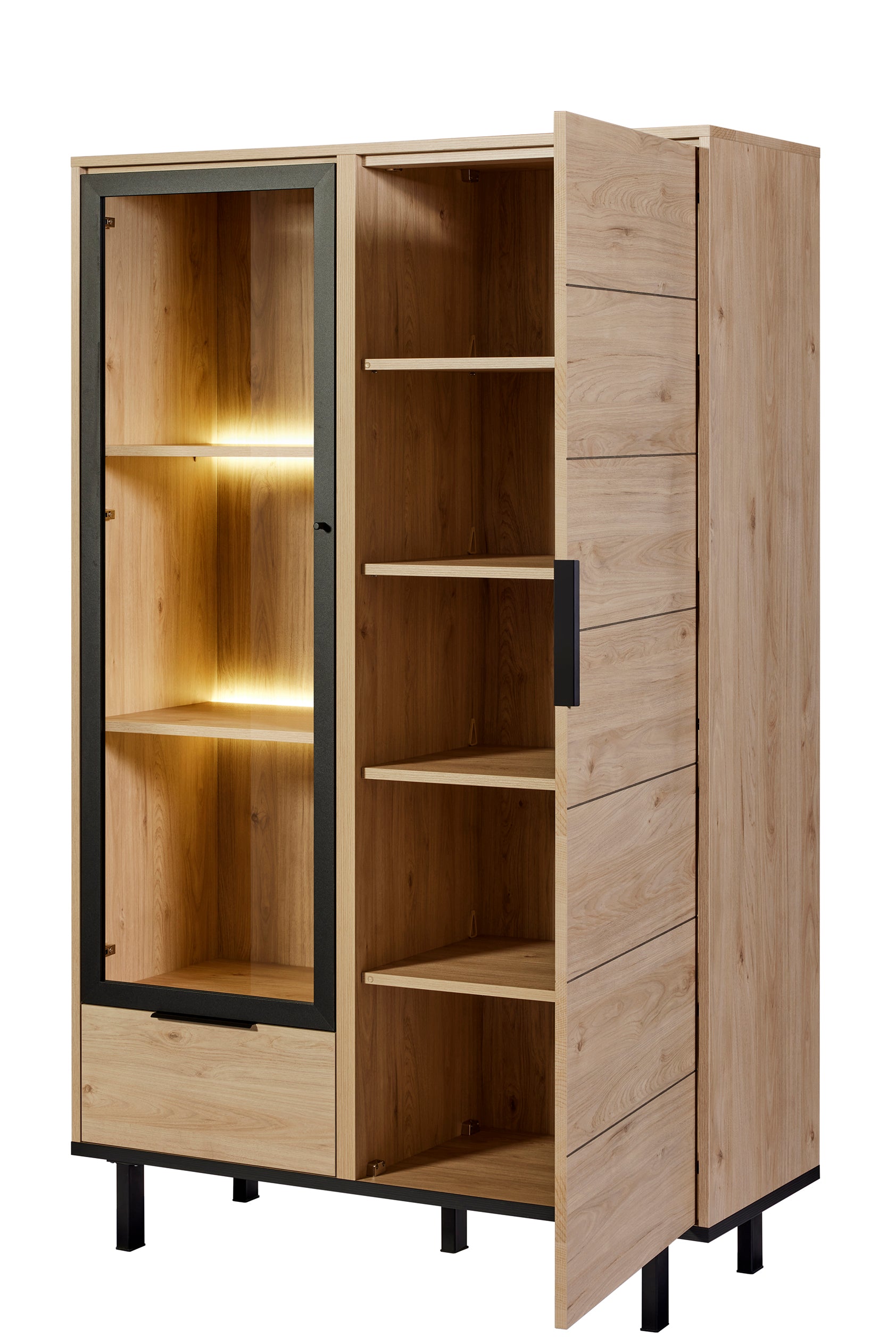 GBO - Vitrine Toby – 120x188x46 cm – Chêne Castella