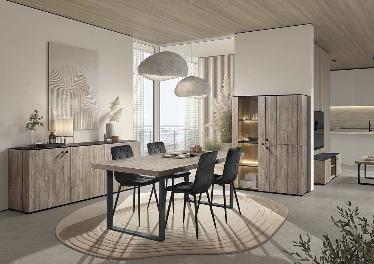 GBO - Eetkamerset Tommy - 3-delige set - Beach oak