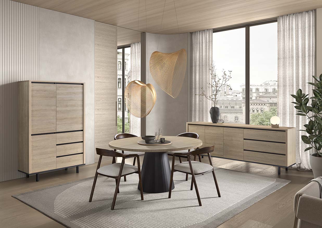 GBO - Ronde eettafel Tyler – 130x130x77 cm – Urban Oak – Central Leg