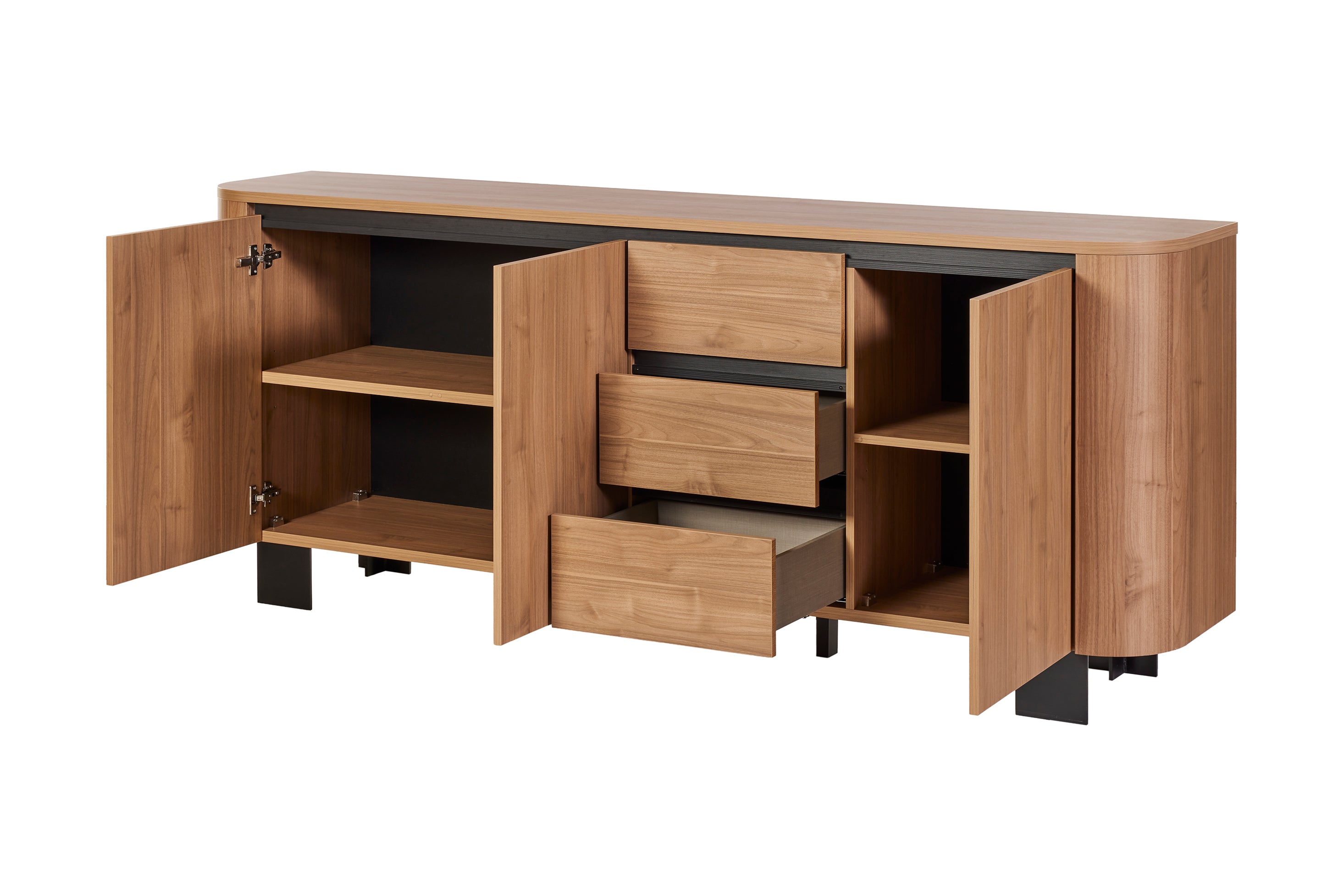GBO - Buffet Valerio 3D3L - Noyer clair - 237x80x48 cm