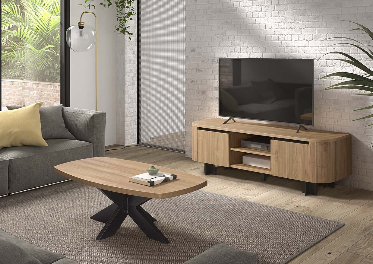 GBO - Meuble TV Valerio - Noyer clair - 170x55x48 cm