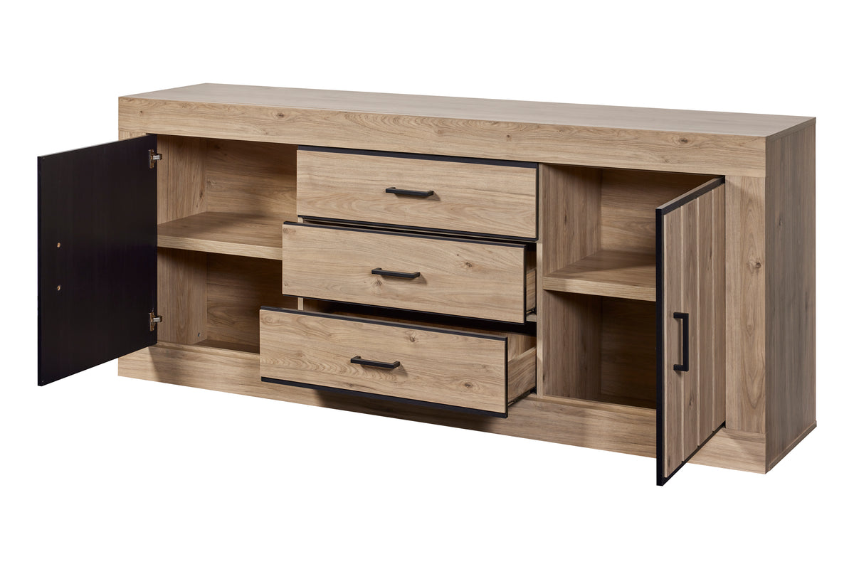 GBO - Dressoir 2D3L Vinny - Castle Oak - 215x90x48 cm