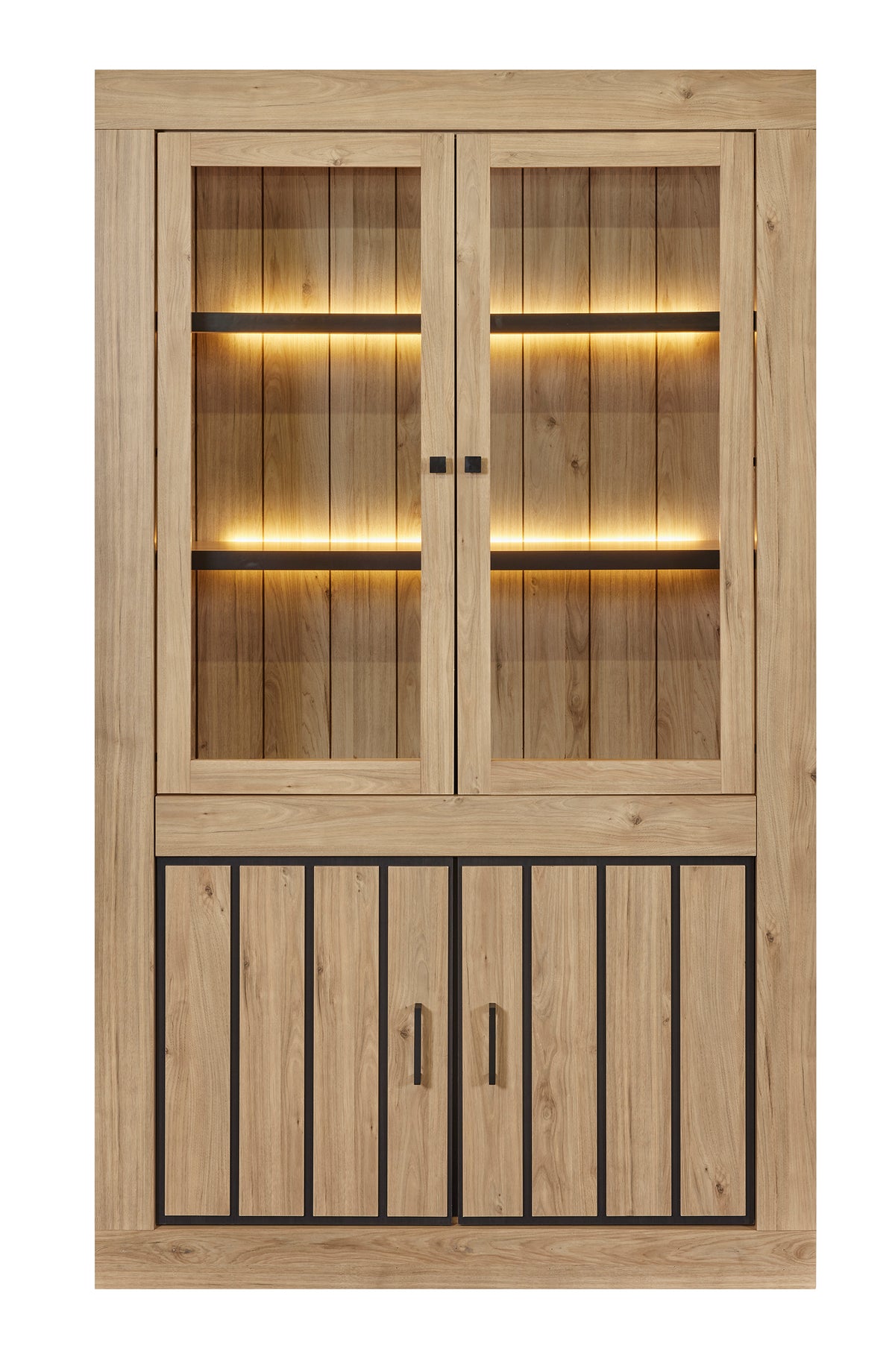 GBO - Glaskast Vinny - Castle Oak - 132x223x48 cm