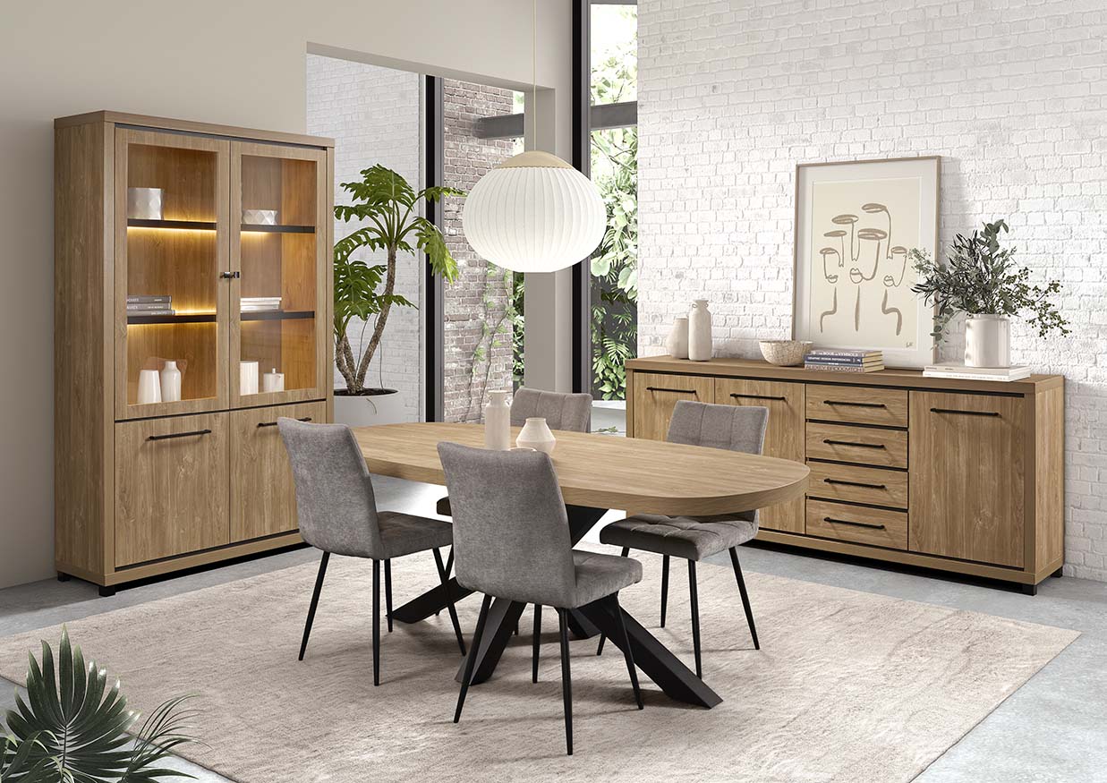 GBO - Table de salle à manger Vittorio – Extensible 180–230 cm - Chêne Houston