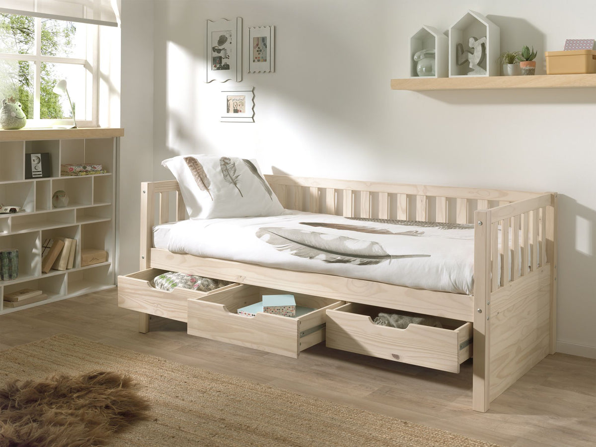 Vipack - Kajuitbed FRITZ - Met 3 lades - Milky pine - 90x200 cm