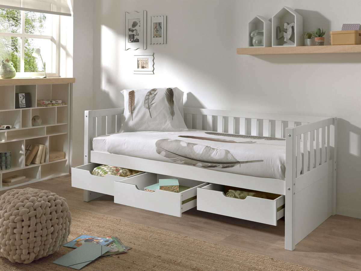 Vipack - Kajuitbed FRITZ - Met 3 lades - Wit - 90x200 cm