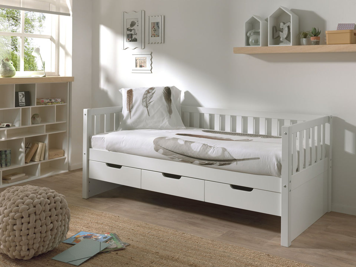 Vipack - Kajuitbed FRITZ - Met 3 lades - Wit - 90x200 cm