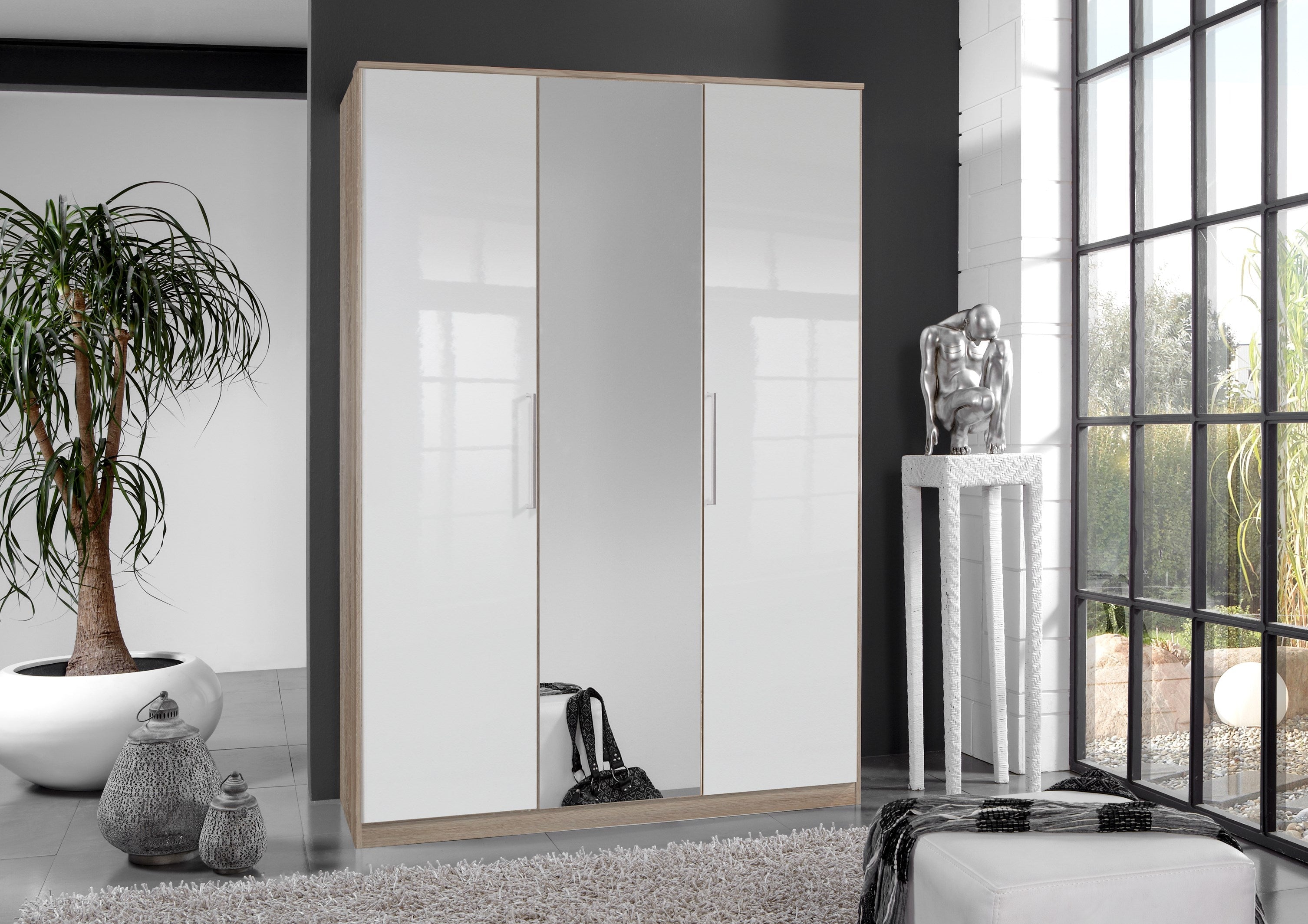 Wimex - Kleerkast Greven - 111482 - Wit/Ruwe Eik - 135x199x58cm