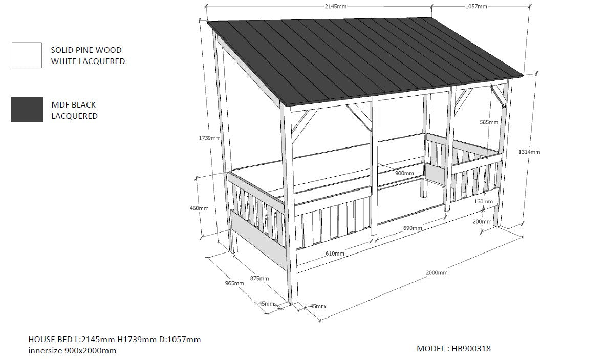 Deze housebedcombinatie bestaat uit een housebed en een bedlade