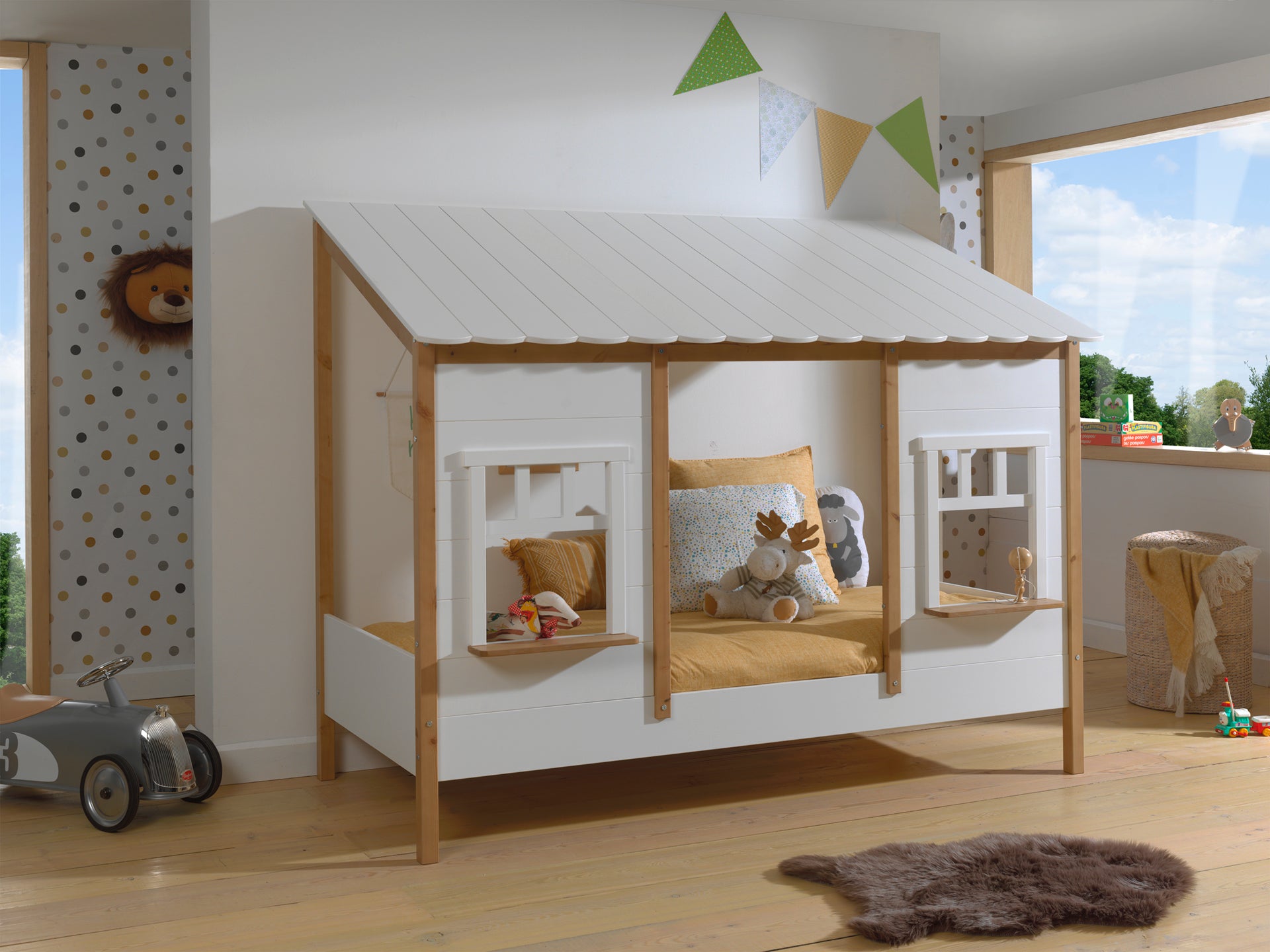 Deze Housebed-combinatie bestaat uit een huisbed en een bedlade
