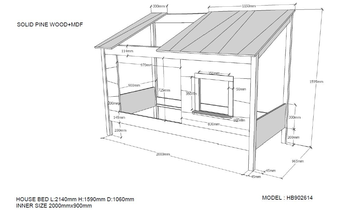 Deze housebedcombinatie bestaat uit een housebed en een bedlade.