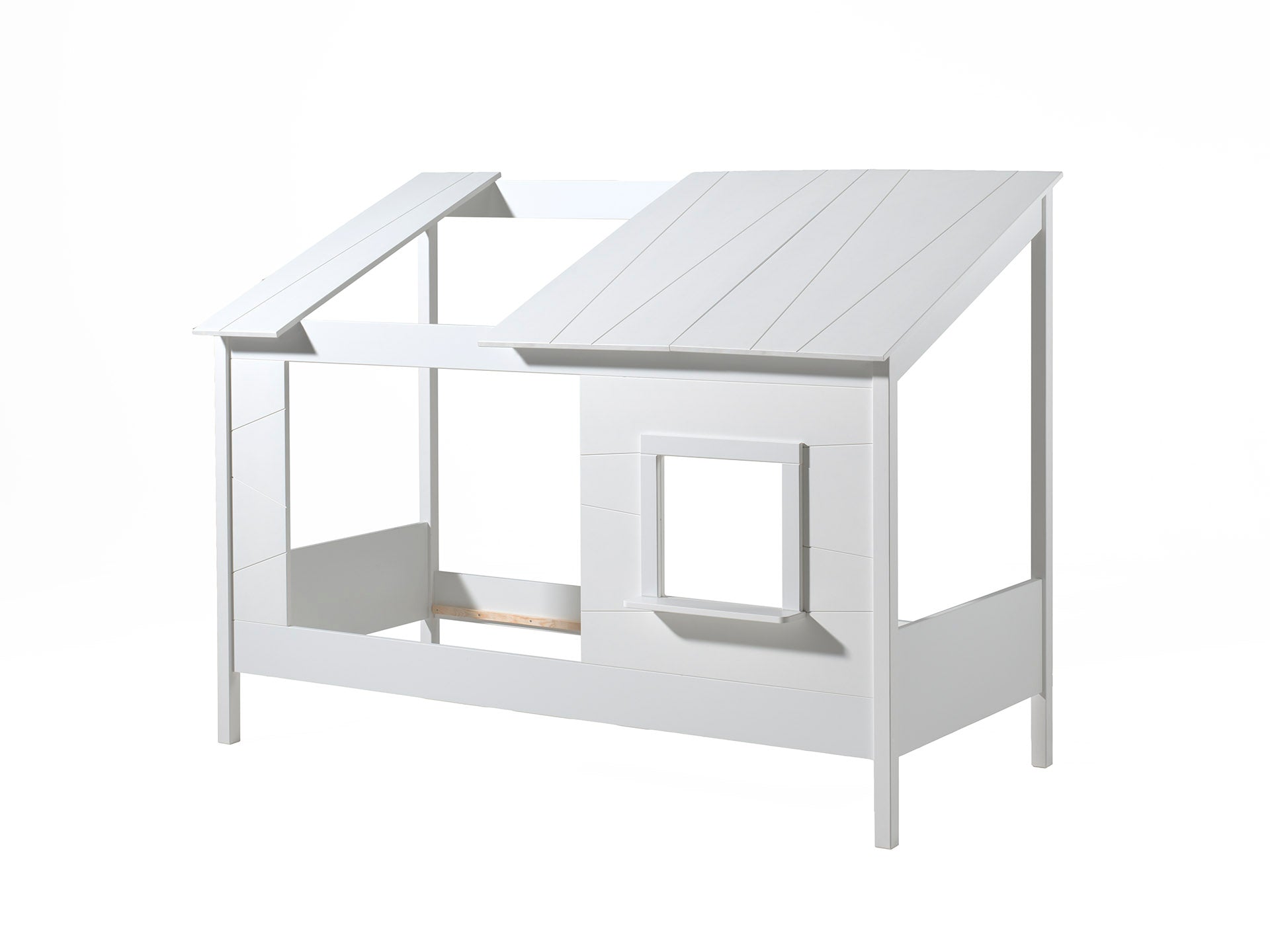 Cette combinaison de lit cabane se compose d'un lit cabane et d'un sommier à lattes déroulable.