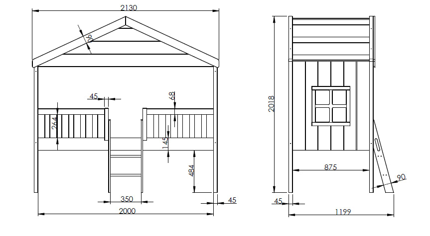 Ladder voor huisbed wit *