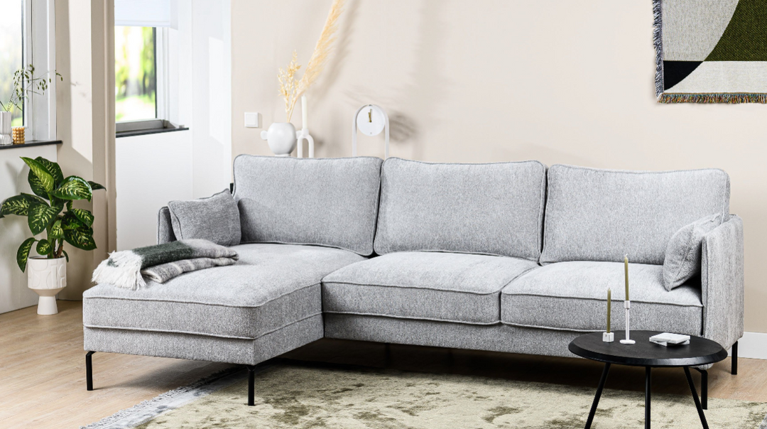 2BM - Hoeksalon Raven - Links - Boucle - Stof - Wit - 255x160cm