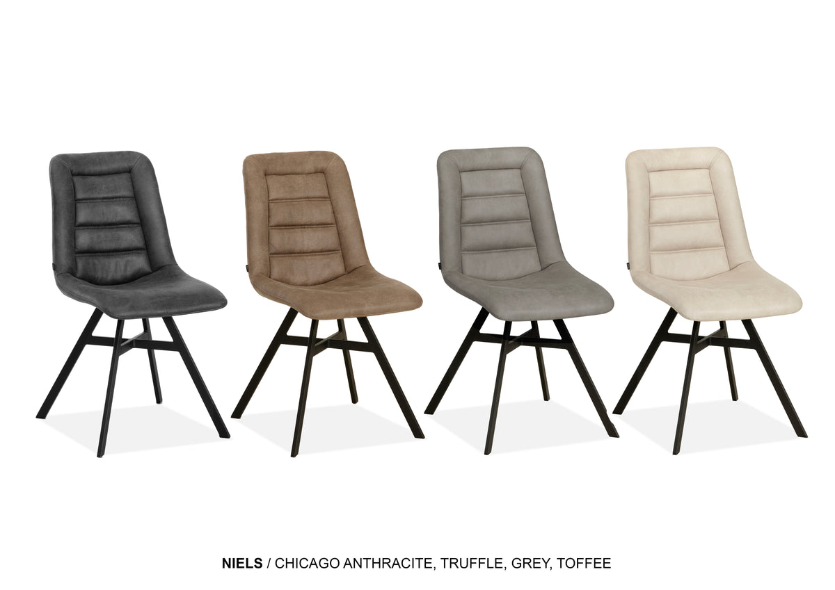 Maxfurn - Eetkamerstoel Niels - Stof - Chicago Grey
