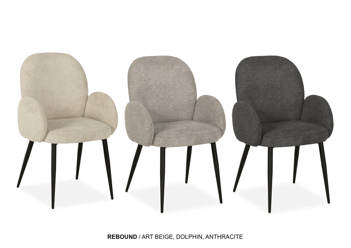 Maxfurn - Eetkamerstoel Rebound - Stof - Art Anthracite - 91 x 62 x 63 cm