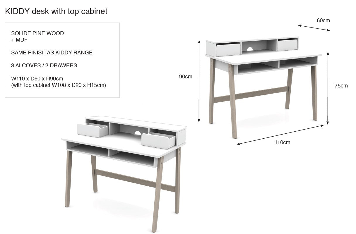 KIDDY-bureau met opzetstuk wit *