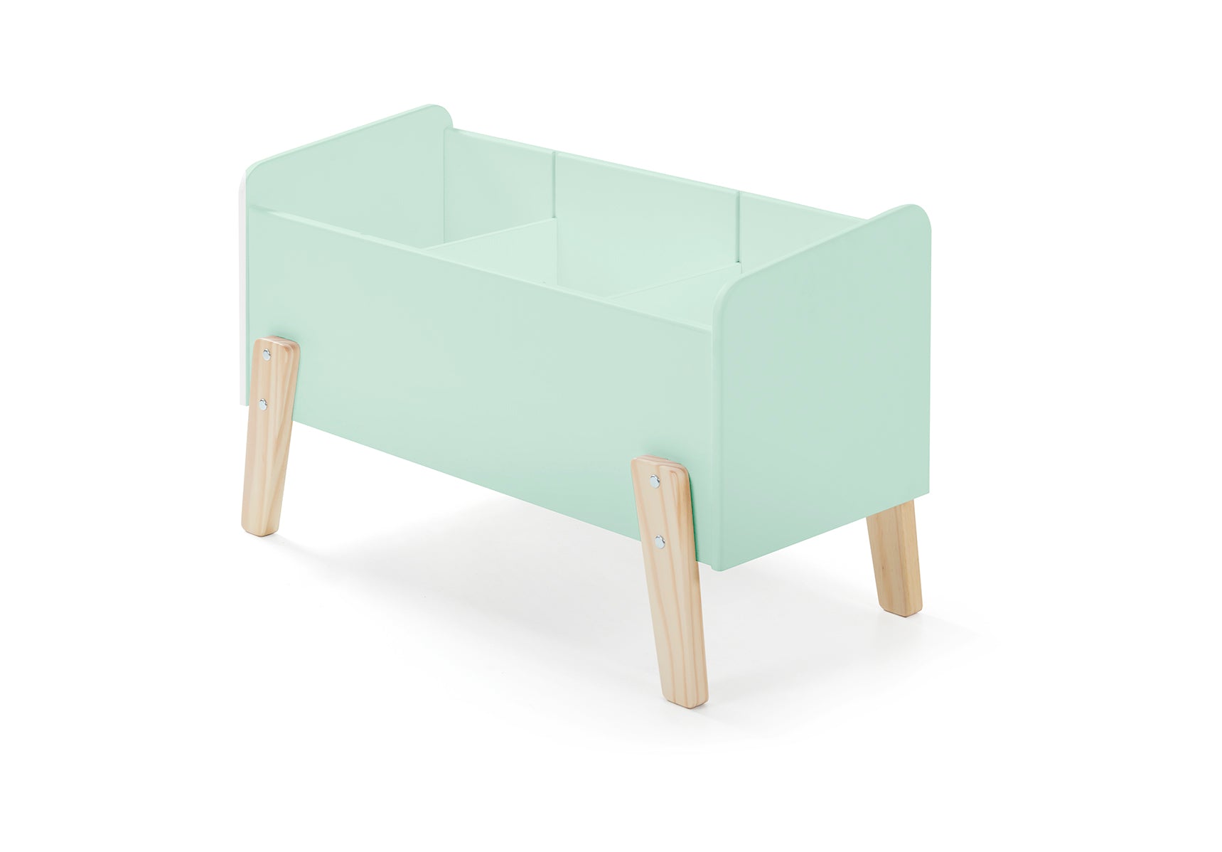 Deze KIDDY-combinatie in mintgroen bestaat uit een bed (90 x 200), een nachtkastje en een speelkoffer.