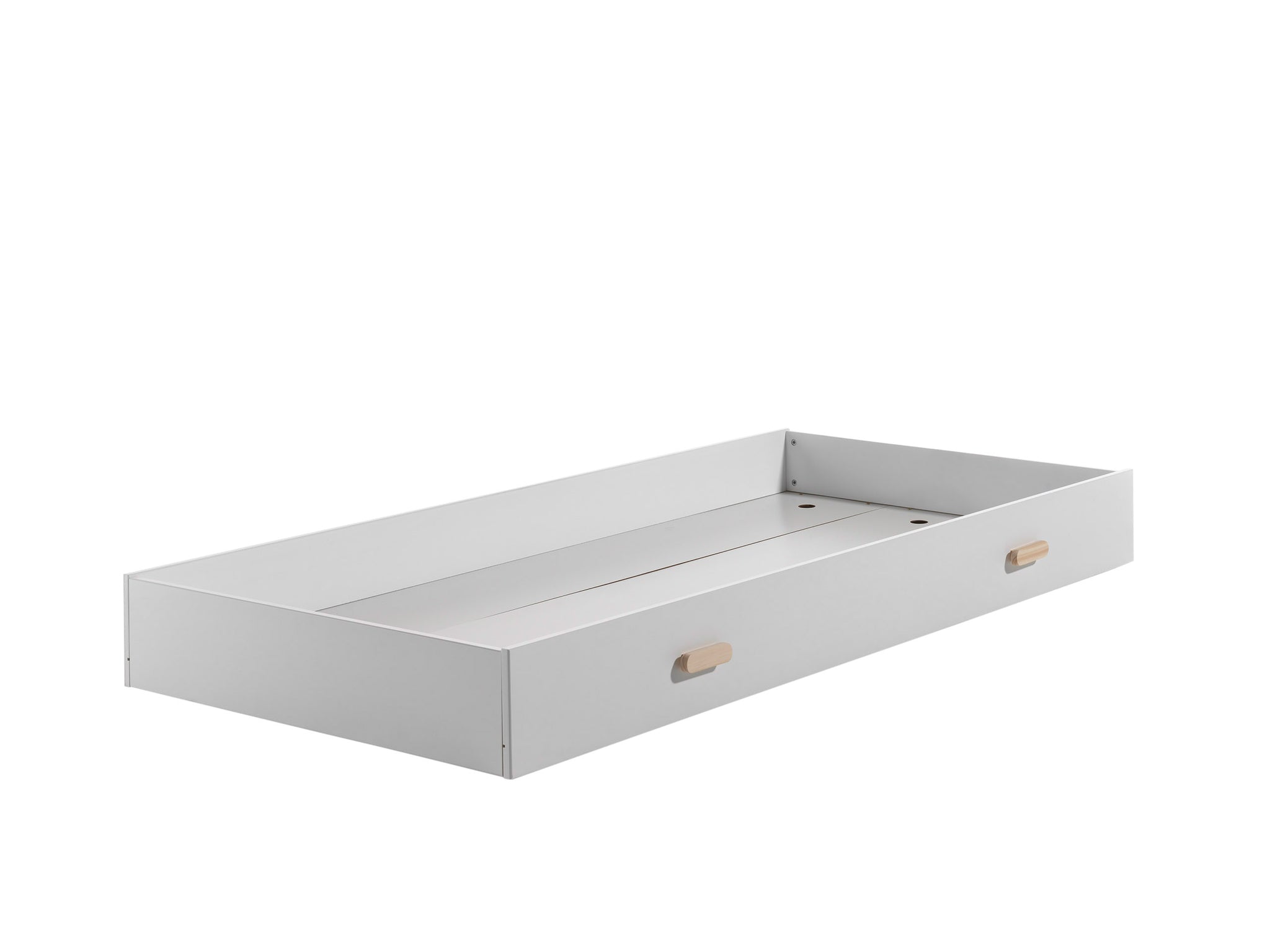 Deze KIDDY-combinatie in het wit bestaat uit een bed (90 x 200 cm) en een bijbehorend rolbed.