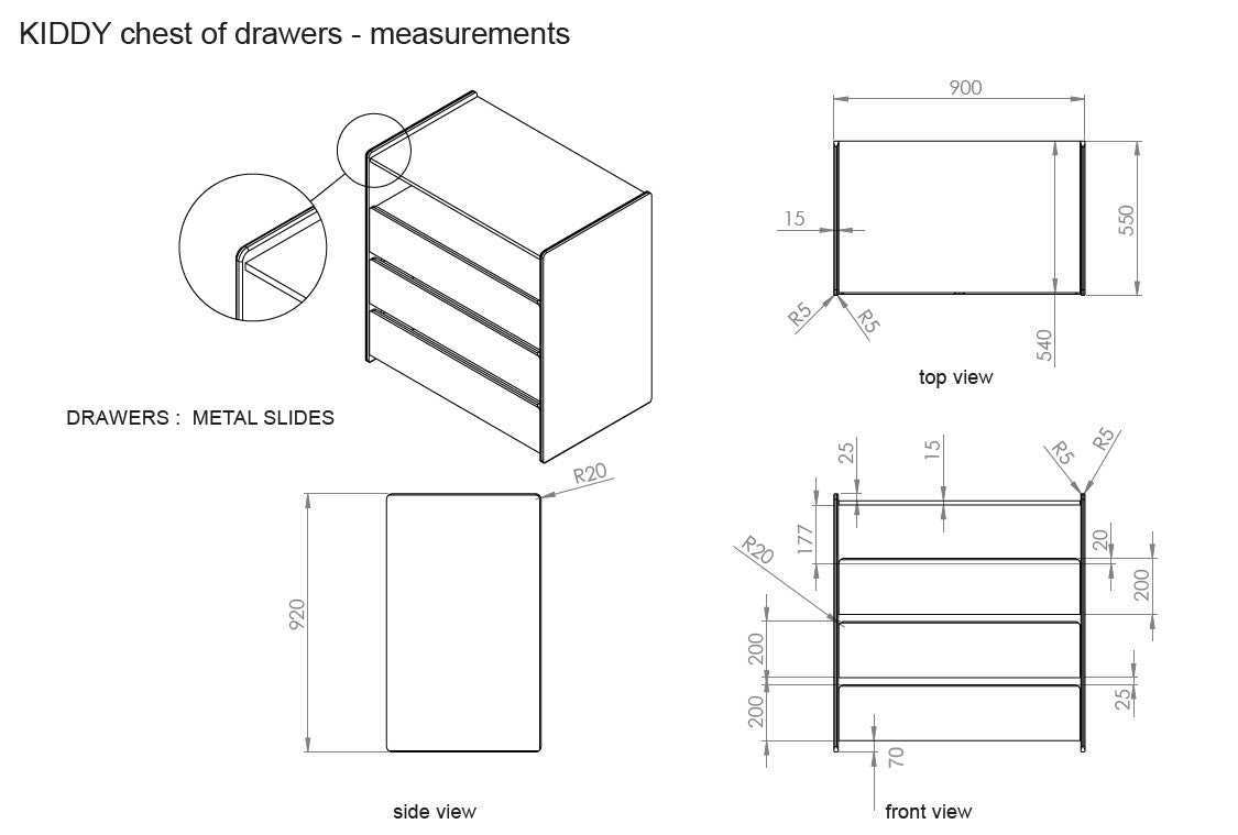 Deze KIDDY combinatie in wit bestaat uit een bed (90x200) met bijhorend nachtkastje en kommode.