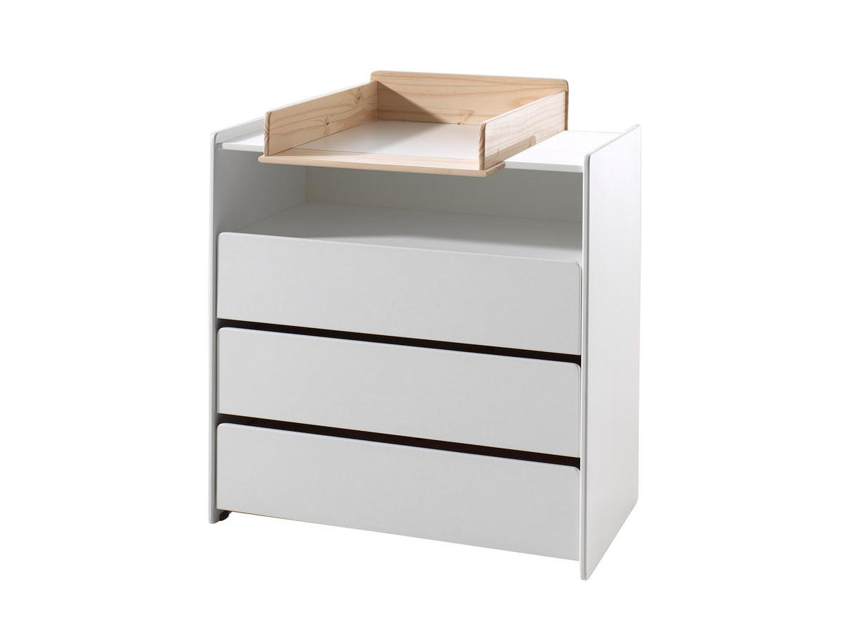 Deze Kiddy-combinatie bestaat uit een kommode met 3 laden en een opzet kommode