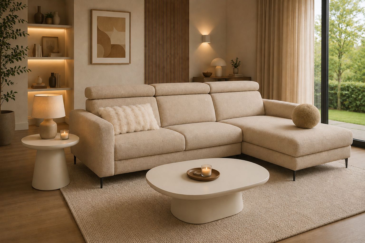 HIMA - Hoeksalon Kentani - 1 Elektrische relax - Buccle stof B- 295x179cm