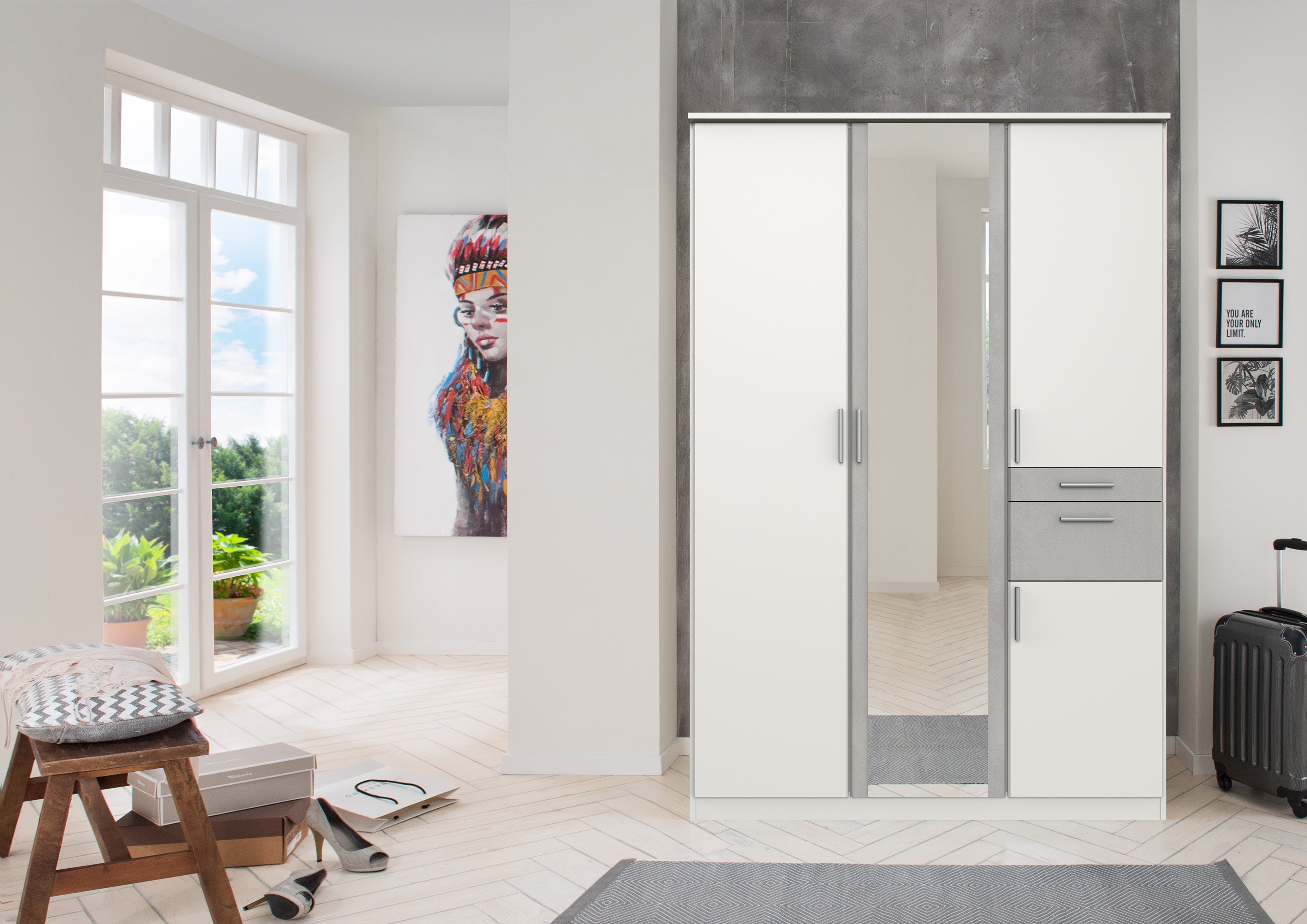 Wimex - Kleerkast Koblenz - T23615 - Wit - 135x199x58cm