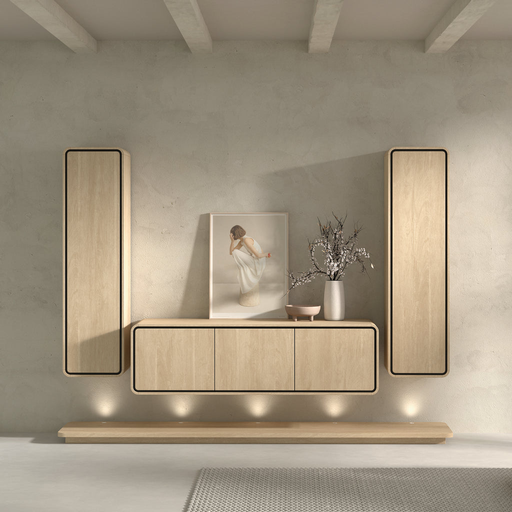 Meubar - Meuble TV Lago3 - Chêne naturel sablé brossé - HKB1 + HLB3 + HKB1