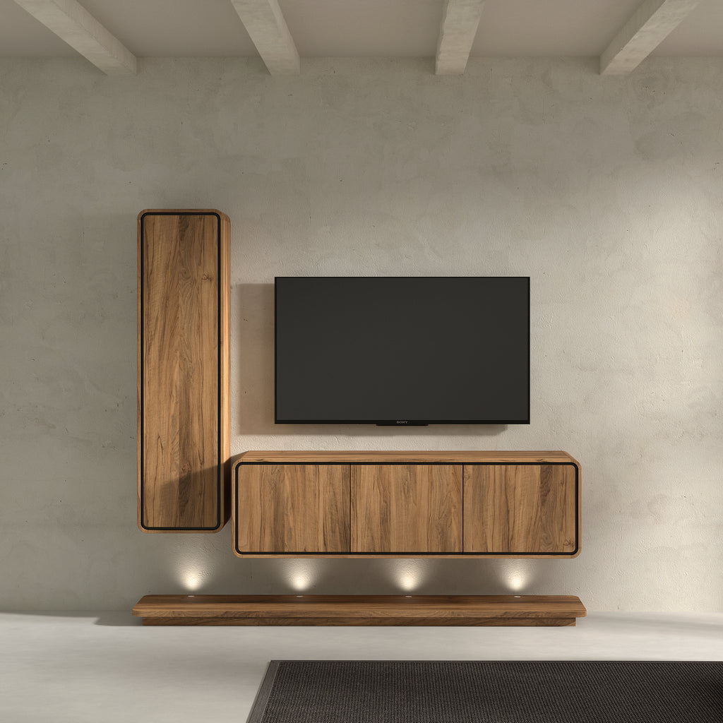 Meubar - Meuble TV Lago2- Noyer brossé nature - HKB1 + HLB3