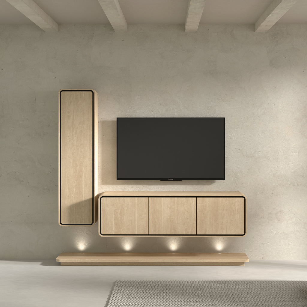 Meubar - Meuble TV mural Lago 2 - Chêne sable brossé naturel - HKB1 + HLB3