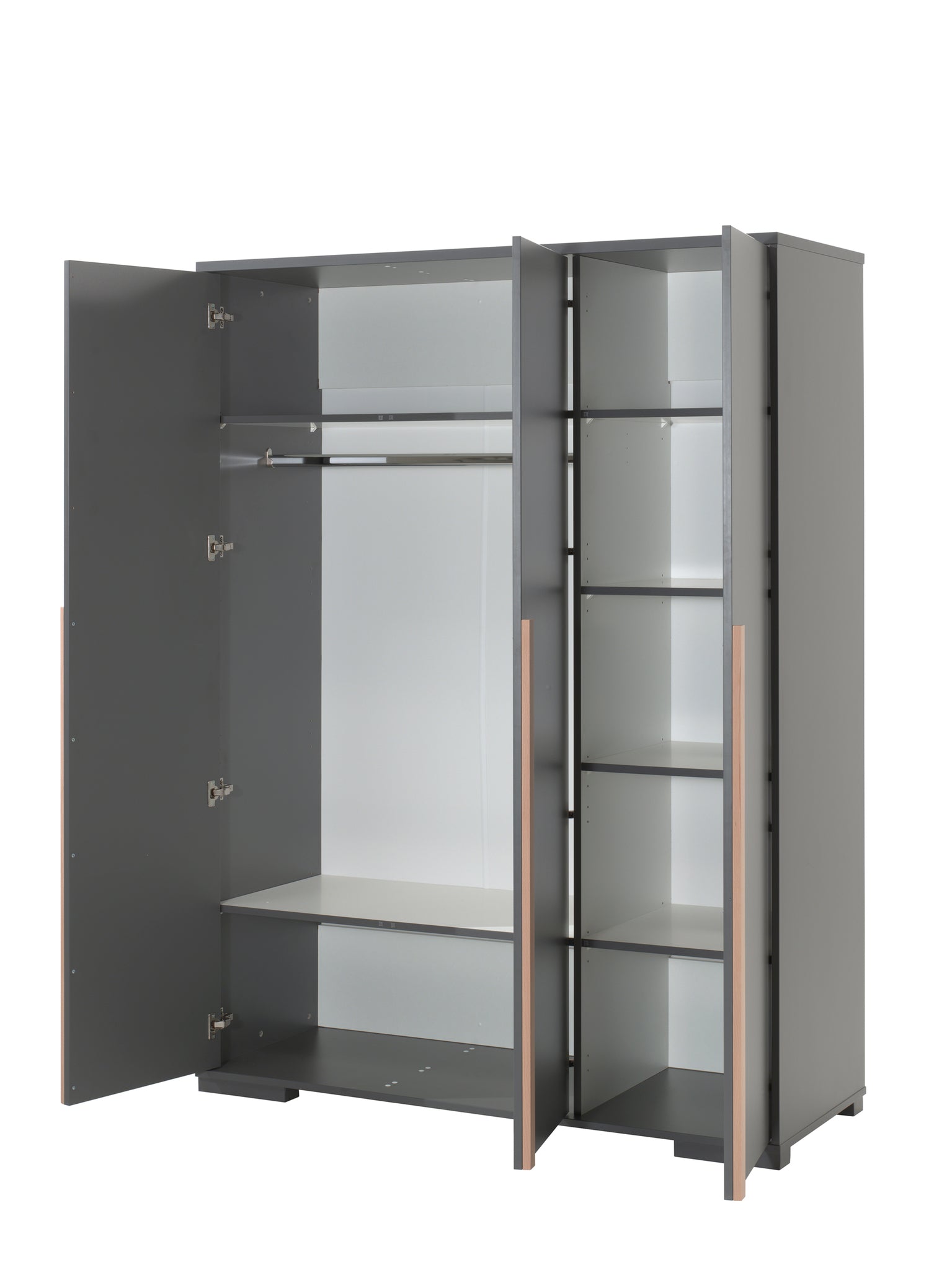 London 3-deurs kledingkast antraciet